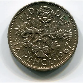 VELKÁ BRITÁNIE. 6 pence 1967.