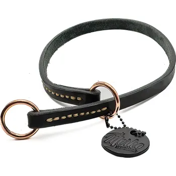 Obojek pro psa Morko Stahovací obojek – černá kůže, kování růžové zlato .cm: 40 cm