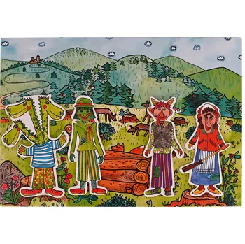 Loutkové divadlo MARIONETINO Sada loutek a kulis - Drak, Čert, Ježibaba, Vodník, Hluboký les, Paseka Sada loutek a kulis