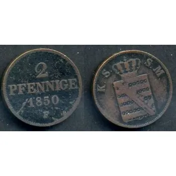 SACHSEN. 2 Pfennige 1850/F.