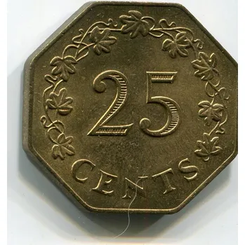 MALTA. 25 cents 1975. KM-29