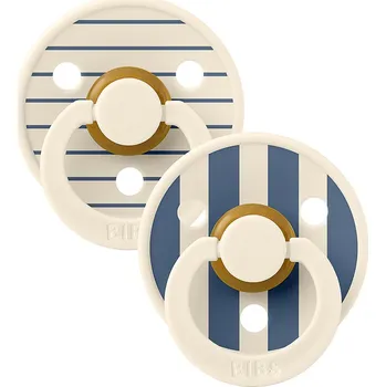 BIBS Studio Colour Pin Dudlíky z přírodního kaučuku 2 ks vel. 1 Ivory Steel Blue mix