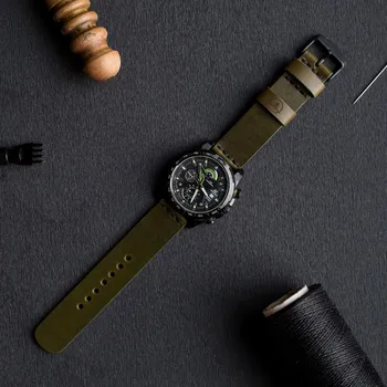 Řemínek na hodinky KOŽENÝ ŘEMÍNEK NA ANALOGOVÉ HODINKY - OLIVOVÝ STŘÍBRNÁ, L ( 15 - 21 cm ), 22mm Vidra Brand