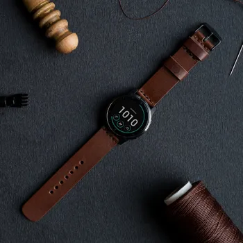 Řemínek na hodinky KOŽENÝ ŘEMÍNEK NA GARMIN QuickRelease - TMAVĚ HNĚDÝ STŘÍBRNÁ, Quick Release 22 mm, L - obvod zápěstí 15 - 21 cm Vidra Brand