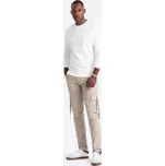 Ombre Kalhoty z materiálu OM-PACG-0197 Béžová Regular Fit XL