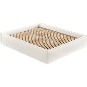 Postel Maison de Rêve Světle béžová čalouněná dvoulůžková postel ALVAR L 160 x 200 cm s úložným prostorem