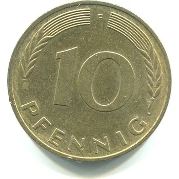 NĚMECKO. 10 Pfennig 1991/F