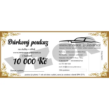 Dárková visačka renovace - pískování Dárkový poukaz v hodnotě 10 000 Kč