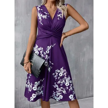 Dámské šaty Dámské letní šaty s květy Barva: Fialová, Velikostní tabulka: S