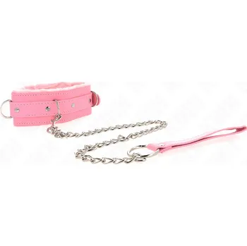 BDSM obojek Kink Collar with Leash Pink