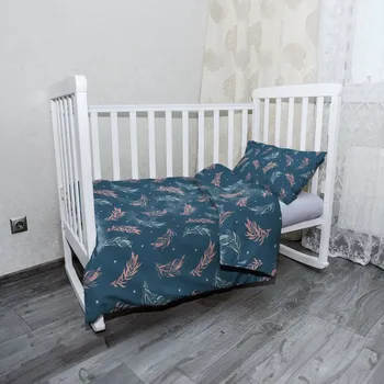 Povlečení Sablio Mikroplyšové dětské povlečení do postýlky Barevná peříčka - 100x135 / 40x60