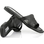 PANTOFLE KARL LAGERFELD BRIO SIGNATURE SLIDE BLACK LTHR