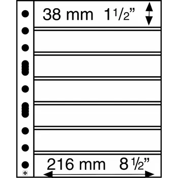 Obal pro sběratelský předmět Leuchtturm Plastové listy GRANDE, se 7 horizontálními (rozdělujícími) páskami, černé - 5 kusů v balení