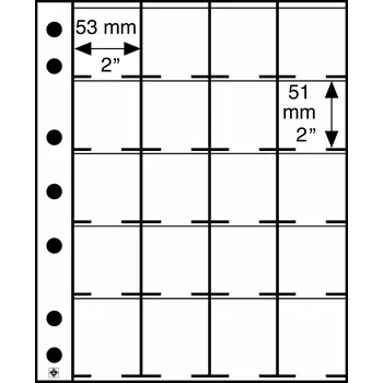 Obal pro sběratelský předmět Leuchtturm Plastové listy GRANDE, na 20 rámečků na mince - 5 kusů v balení