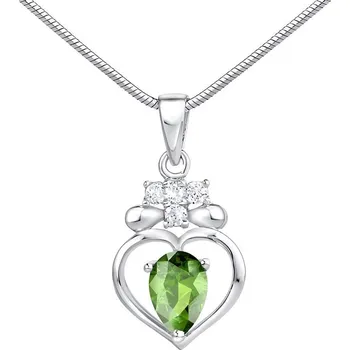 Přívěsek Silvego Stříbrný přívěsek srdce s pravým přírodním olivínem