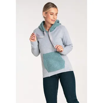 Dámská mikina Dámská šedá mikina s mátovou kapucí a kapsou M1045 mint Velikost: L