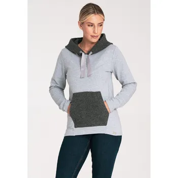 Dámská mikina Dámská šedá mikina s tmavě šedou kapucí a kapsou M1045 dark gery Velikost: XS