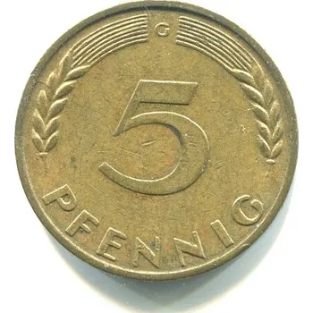 NĚMECKO. 5 Pfennig 1970/G