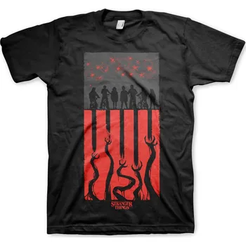 Pánské tričko Funko | Pánské tričko Stranger Things Flag černé - XL / Černá