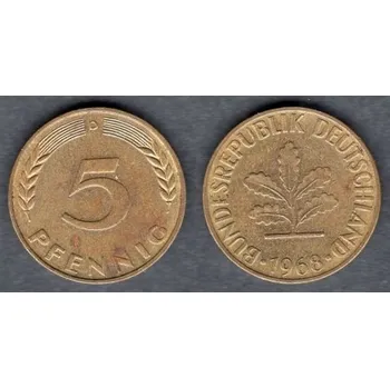 NĚMECKO. 5 Pfennig 1968/D.