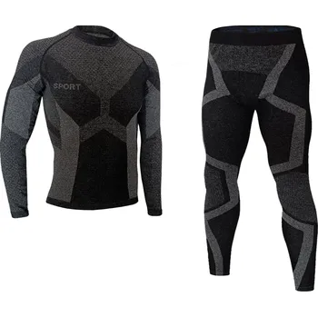 Pánské termoprádlo GREENICE Pánské funkční bezešvé termoprádlo GREE-4844 Barva: Černá, Velikost: M/L