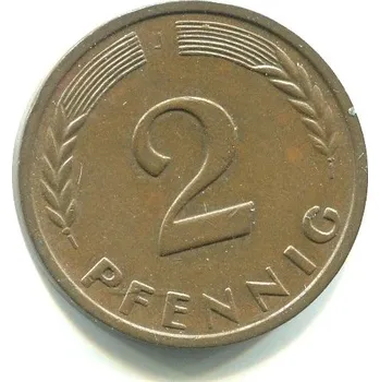 NĚMECKO. 2 Pfennig 1962/J.