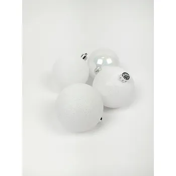 Vánoční dekorace Atmosphera Vánoční ozdoby s různými povrchovými úpravami, ⌀ 8 cm, 4 ks, bílá barva