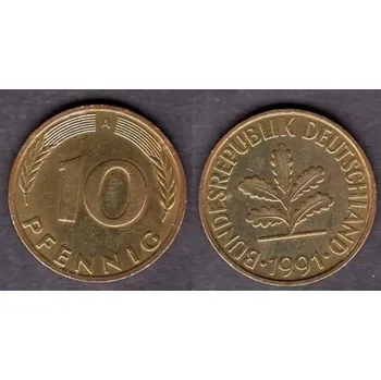 NĚMECKO. 10 pfennig 1991/A.