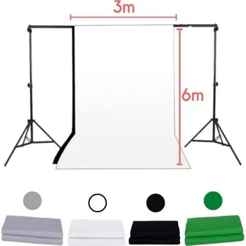 Fotopozadí Fotoplátno Fotopozadí Fotografické Pozadí 3 x 6m - Výběr Barev Černá