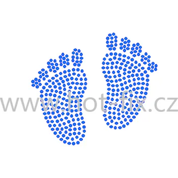 ND008 - dětské stopy nažehlovací hot-fix kamínková aplikace k narození dítěte, rozměry cca 7,7x6,9cm barva: polobroušené kameny barva 117 Sapphire /modrá verze pro holčičku i kluka