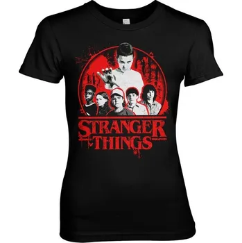Dámské tričko 123 | Dámské tričko Stranger Things skupina černé - M / Černá