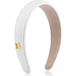 Balmain Hair Legacy Leather Puffed Headband, white z pravé napa kůže