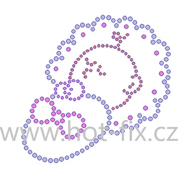 ND005 - mimino nažehlovací hot-fix kamínková aplikace na textil k narození dítěte, rozměry cca 9,1x9,0cm barva: kameny barva 101/N Crystal /stříbrná+106/N Rose /růžová+104 Orange /oranžová verze pro holčičku i kluka