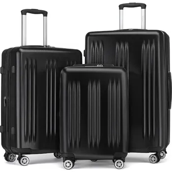 Kono elegantní 3dílná sada ABS a PC kufrů s pruhy - černá - 36/61/92L