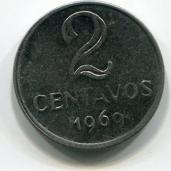 BRAZÍLIE. 2 centavos 1969.