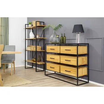 Komoda industriální regál + komoda Loft dubové dřevo / kov