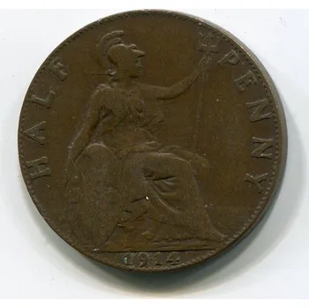 VELKÁ BRITÁNIE. 1/2 penny 1914. KM-809