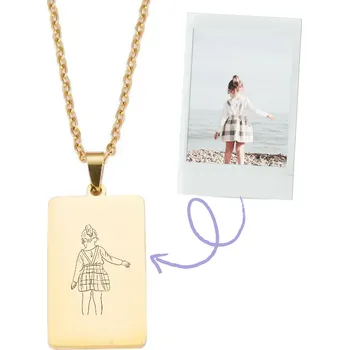 Řetízek Řetízek z chirurgické oceli - OBDÉLNÍKOVÝ MEDAILÓNEK Zlatá