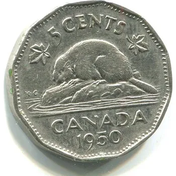 Sběratelství KANADA. 5 cents 1950. KM-42