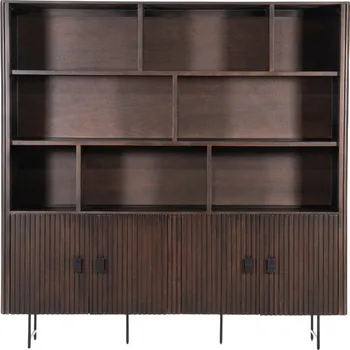 Knihovna Eleonora Hnědá dřevěná knihovna Remi 200 x 200 cm