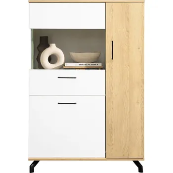 Obývací stěna komoda Maverick 06 dub / bílá s otevřenou poličkou šířka 90 cm