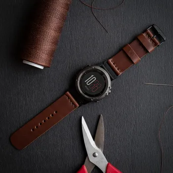 Řemínek na hodinky KOŽENÝ ŘEMÍNEK NA GARMIN QuickFit - TMAVĚ HNĚDÝ QuickFit 22 mm - černé kování, M - obvod zápěstí 13 - 18 cm Vidra Brand