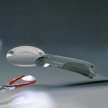 Sběratelství Leuchtturm Lupa CHOPARZ LIGHT, s LED osvětlením, zvětšení 2,5×, šedá