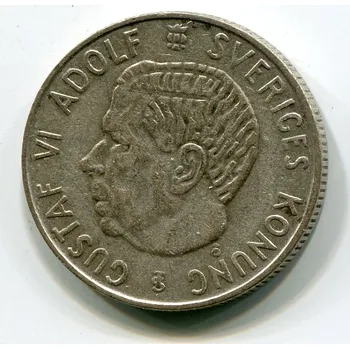 ŠVÉDSKO. 1 krona 1953. Ag.