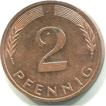 NĚMECKO. 2 Pfennig 1983/J.