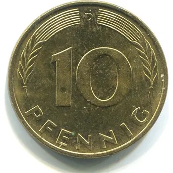 NĚMECKO. 10 Pfennig 1991/D