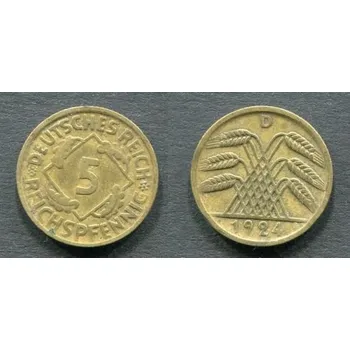 NĚMECKO. 5 Reichspfennig 1924/D.