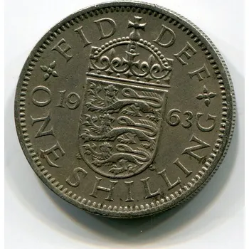 VELKÁ BRITÁNIE. 1 shilling 1963. Anglický znak.