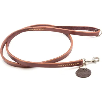 Vodítko pro psa Morko Kožené vodítko 130 cm – kůže kaštan, kování nerez