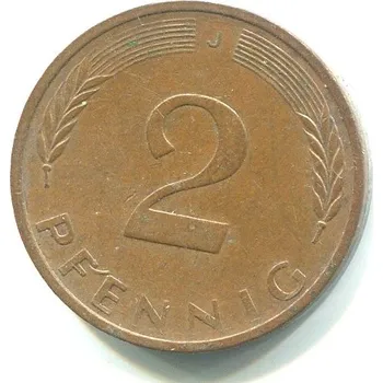 NĚMECKO. 2 Pfennig 1975/J